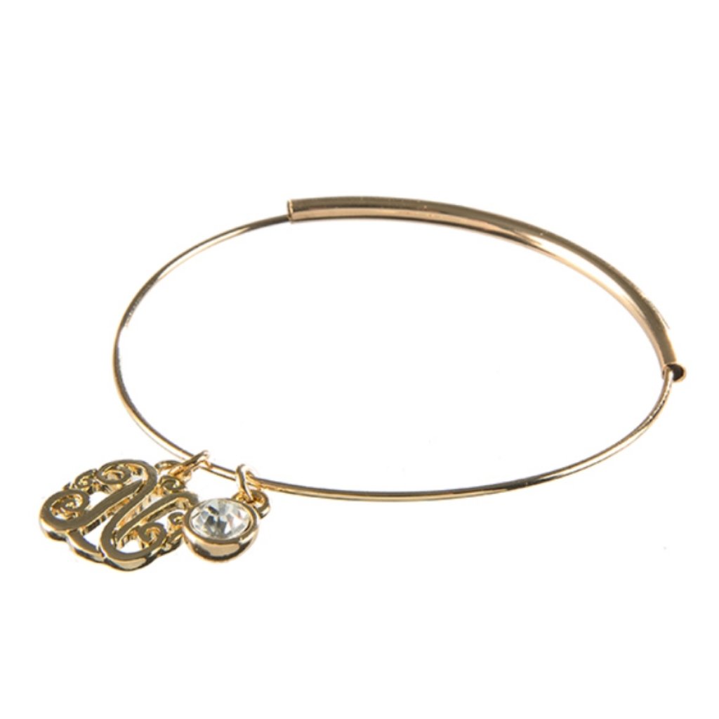 Adjustable Bangle Initial "N" Bracelet